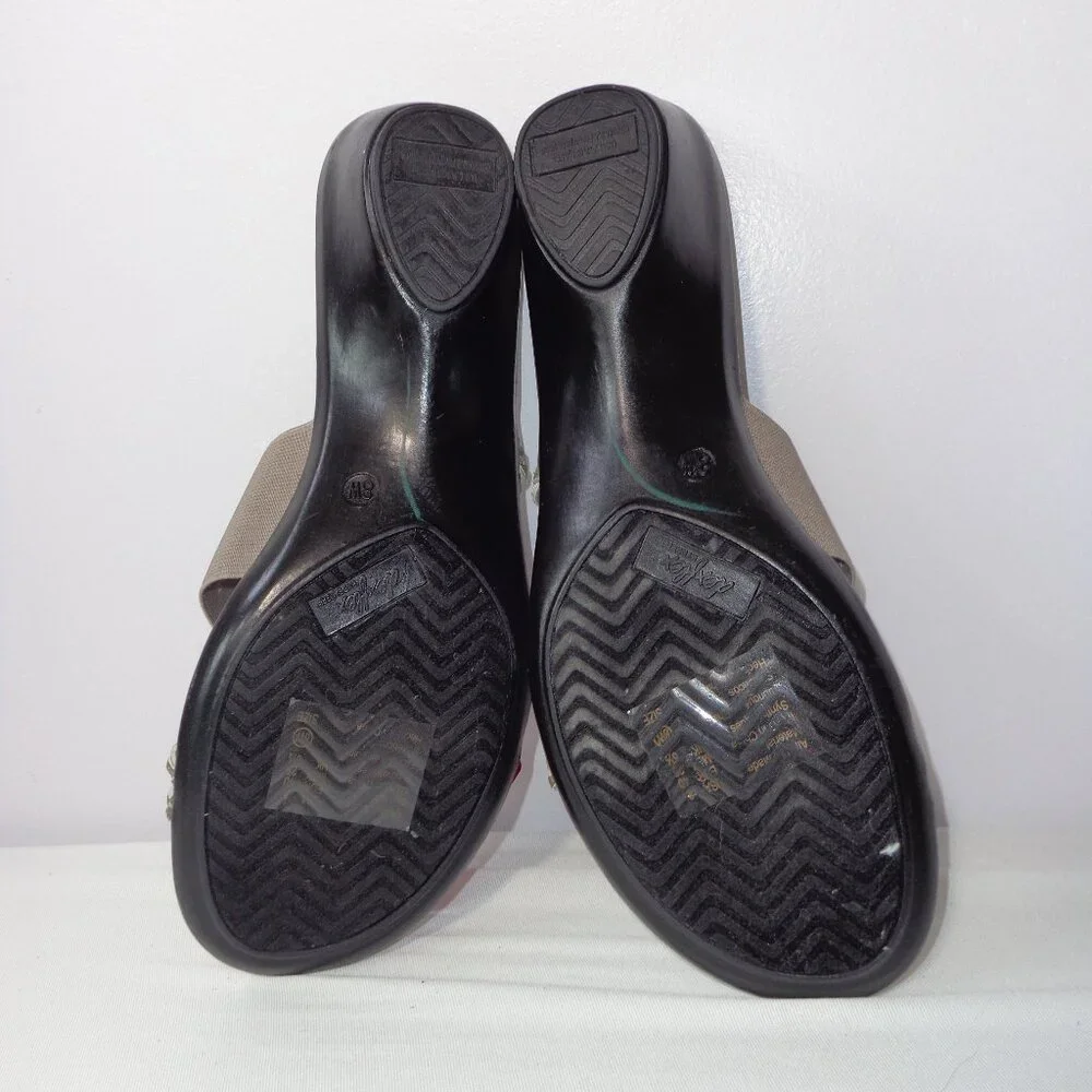 DEXFLEX By DEXTER Slip On Braid Elastic Straps Low Wedge Sandals Women's Size 8W